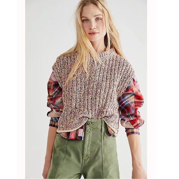 NWT Free People Desert Rainbow Knit Sweater Vest - Picture 1 of 13